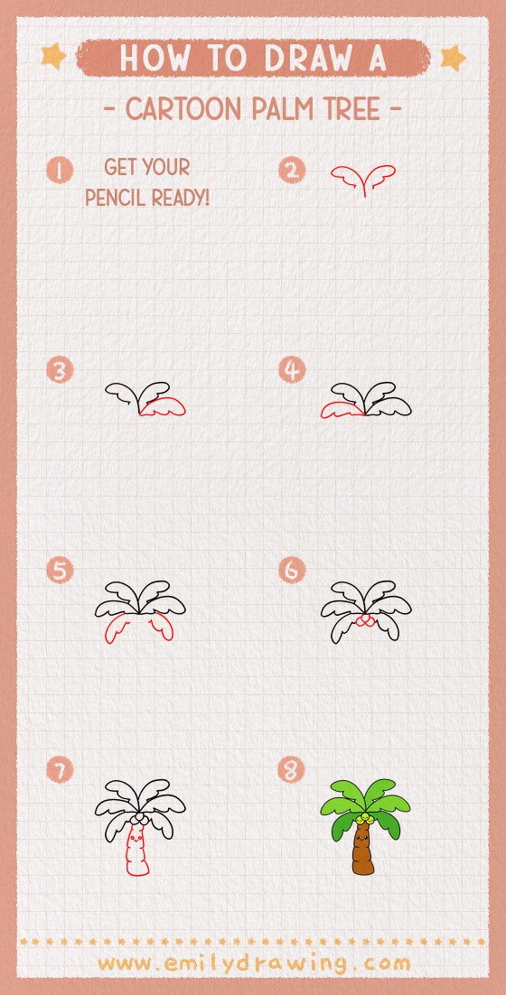 how to draw a cartoon palm tree pinterest pin